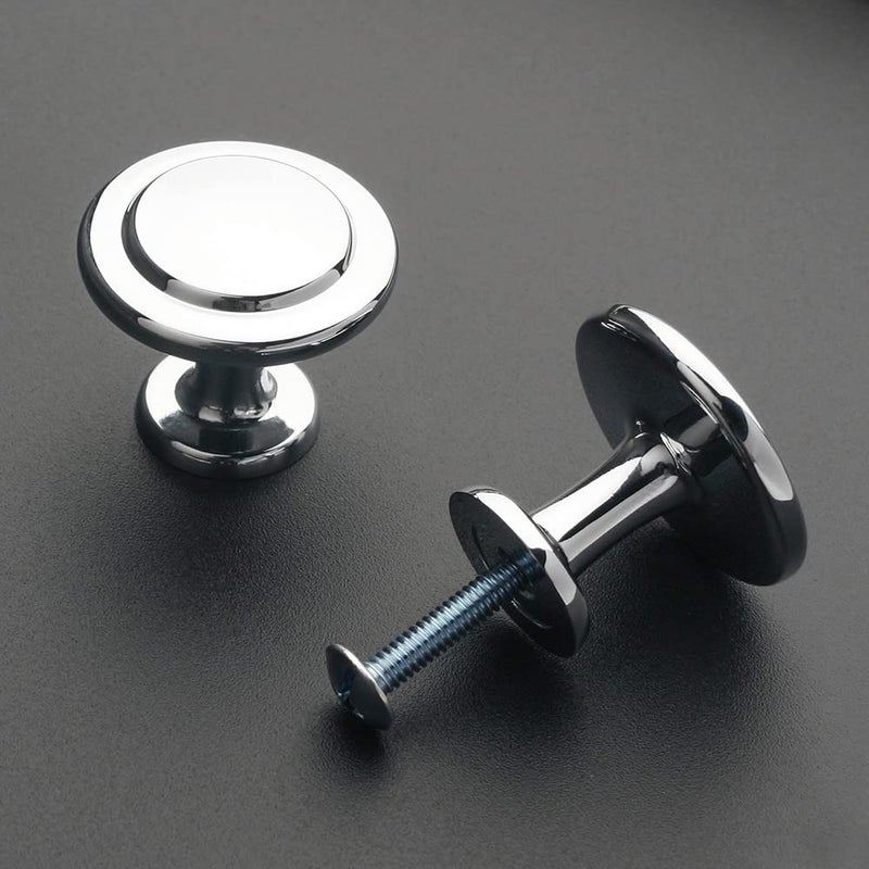 KOOFIZO Round Cabinet Knobs Polished Chrome Cabinet Pulls, Dia. 1-1/4 Inch, 10 Pack Chrome Drawer Knobs for Kitchen Cabinets 1960 Drawers Dresser Cupboard Bedroom Bathroom - Image 4
